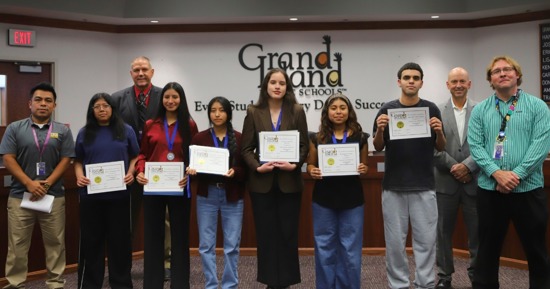 L to R  Oscar Fuentes, Mayra Velasquez Nas, Matt Fisher, Melina Perez Gonzales, Yoselin Lindo-Morente, Natalia Iglesias Alarcon, Zurisadai Gomez Cotom, Jose Del Valle Nazco, Hank McFarland, & Matthew Kosch 